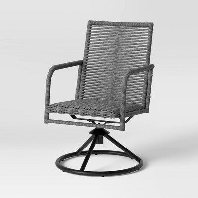  2pc Granby Padded Wicker Outdoor Patio Dining Chairs Swivel Chairs Gray - Threshold™