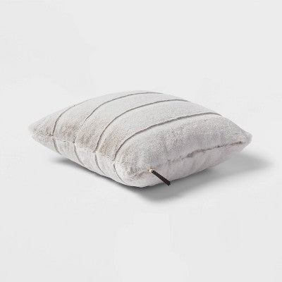  Square Faux Fur Channeled Decorative Throw Pillow - Threshold™