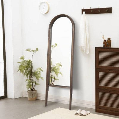  20" X 65" Wood Arched Floor Mirror Walnut - Threshold™ Designed With Studio McGee