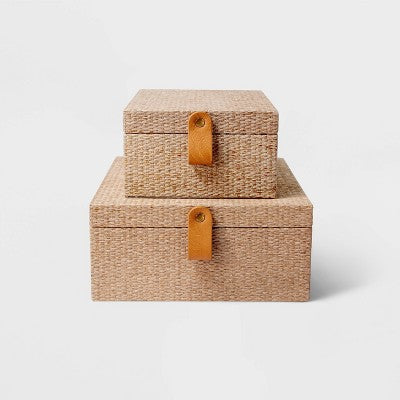  Woven Storage Boxes Set Of 2 Taupe - Threshold™: Desk & Office Organizers, , Recycled Materials