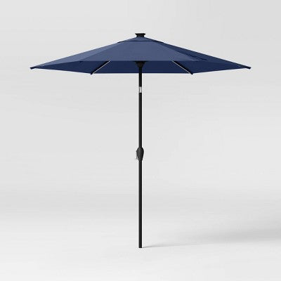  8' Round Solid Solar Outdoor Patio Market Umbrella With Black Pole - Threshold™