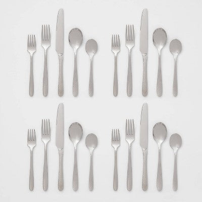  20pc Millinocket Flatware Set Silver - Threshold™: Stainless Steel Silverware, Service For 4, Dishwasher-Safe