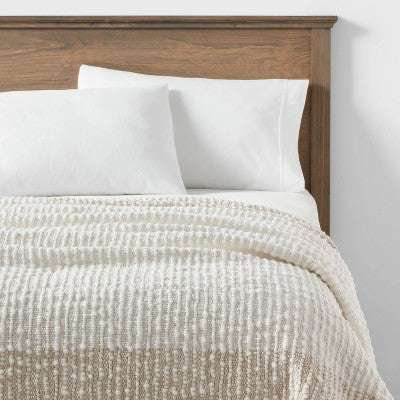  Chunky Woven Color Block Bed Throw White/Natural - Threshold™