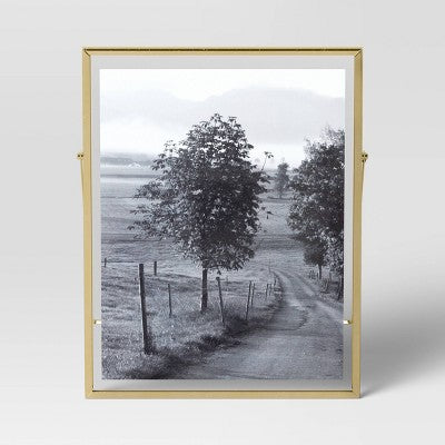  9" X 11" Float To 8" X 10" Linear Metal Easel Single Image Frame Brass - Threshold™