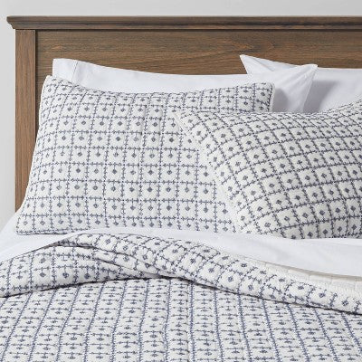  Embroidered Grid Sham Blue - Threshold