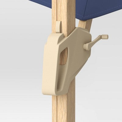  11'x11' Offset Solar Outdoor Market Umbrella Navy - Light Wood Pole - Threshold™