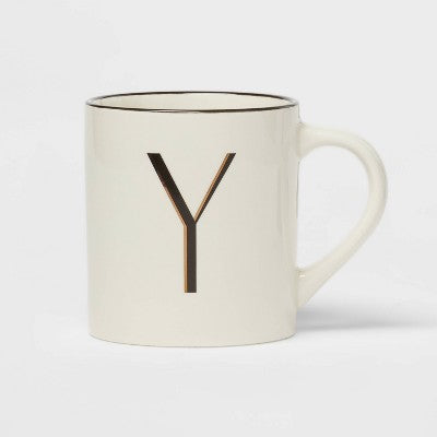  16oz Stoneware Monogram Mug Ivory - Threshold™