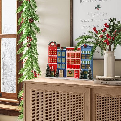  Artificial Plant Large Mixed Greenery And Red Berries Arrangement - Threshold™