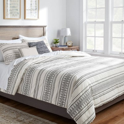  5pc Woven Diamond Stripe Comforter Set Cream/Black - Threshold™