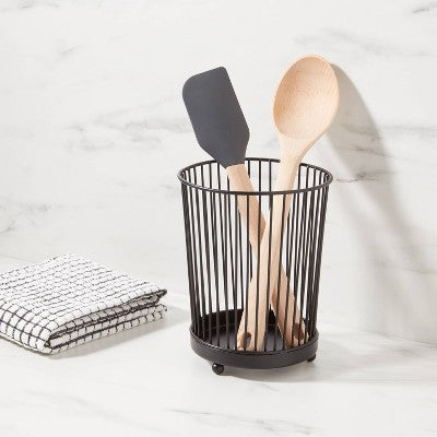  Iron Wire Utensil Holder Black - Threshold™: Kitchen Storage, Utensil With Wired Mesh, 6.6" Height, Spot Clean