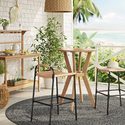  Popperton 2pk Arched Wicker Bar Height Patio Chairs, Outdoor Furniture - Black - Threshold™ Designed With Studio McGee