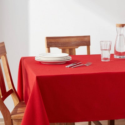  104" X 60" Cotton Tablecloth Dark Red - Threshold™: Traditional Rectangle, Autumn Decor, OEKO-TEX Certified