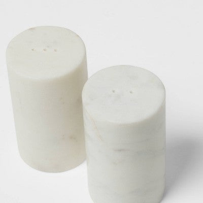  2pc Marble Salt And Pepper Shaker Set - Threshold™: Off-White, Spot Clean, Tableware, 2 Pieces
