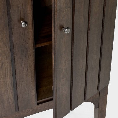  Palma Arched Fluted Cabinet Dark Brown - Threshold™ Designed With Studio McGee: Hardwood Frame, 2 Shelves, MDF Surface