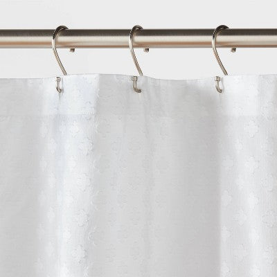  Textured Crochet Trim Shower Curtain White - Threshold™