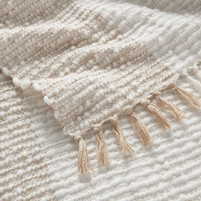  Chunky Woven Color Block Bed Throw White/Natural - Threshold™
