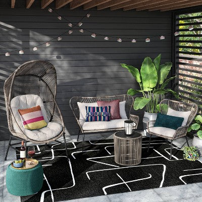  2pc Steel And Wicker Latigo Rust Resistant Outdoor Patio Club Chairs Gray - Threshold™