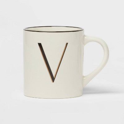  16oz Stoneware Monogram Mug Ivory - Threshold™
