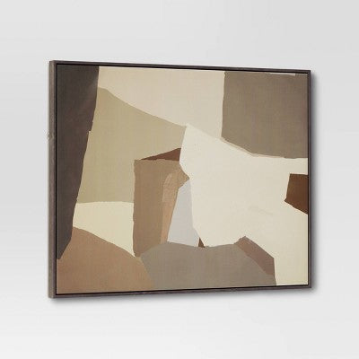  30" X 24" Abstract Framed Canvas Tan - Threshold™