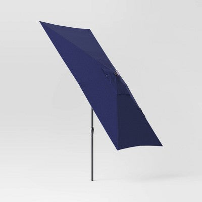  10'x6' Rectangular Solar Market Patio Umbrella - Black Pole - Threshold™