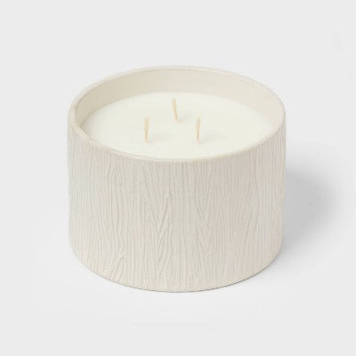  Textured Straight Side Ceramic Vanilla Pumpkin Candle White - Threshold™