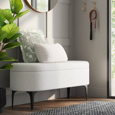  Storage Bench With Metal Legs Cream Boucle - Threshold™