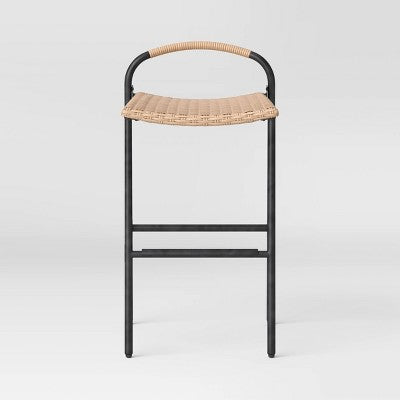  Popperton 2pk Arched Wicker Bar Height Patio Chairs, Outdoor Furniture - Black - Threshold™ Designed With Studio McGee