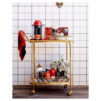  Metal, Wood, And Leather Bar Cart - Gold - Threshold™
