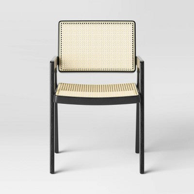  Wood Framed Woven Panel Dining Chair Black - Threshold™