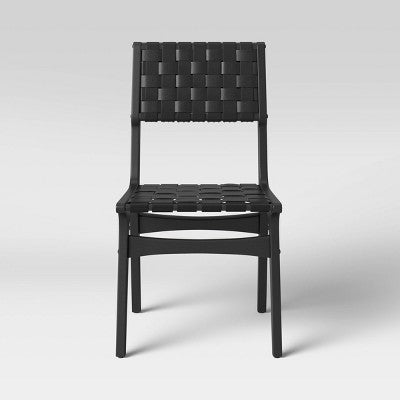  Ceylon Woven Dining Chair Black - Threshold™: Rubberwood Frame, Polyester Accents, 250lb Capacity
