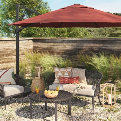  11'x11' Offset Patio Umbrella Sienna - Black Pole - Threshold™