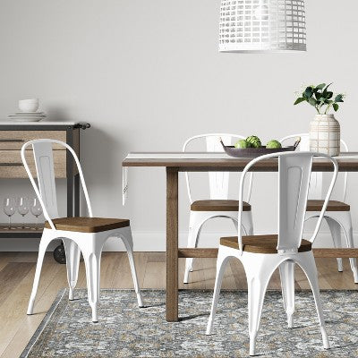  Set Of 2 Carlisle High Back Wood Seat Dining Chair Matte White - Threshold™