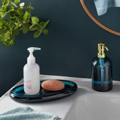  Colored Glass Bath Tray Blue - Threshold™