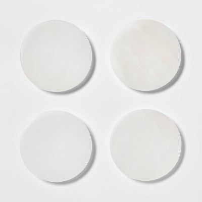  4pk Marble Alabaster Coasters - Threshold™: Stone Drink Coasters, Traditional Style, Spot Clean, 10.16cm, Set Of 4
