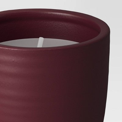  Ceramic Citronella Hourglass Cotton Wick Outdoor Candle Burgundy 10oz - Threshold™