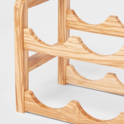  6 Bottles Olivewood Wine Rack Brown - Threshold™: Countertop Holder, Freestanding, Multi-Compartments, Varnished Wood