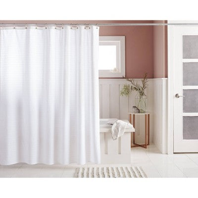  Woven Stripe Shower Curtain White - Threshold™