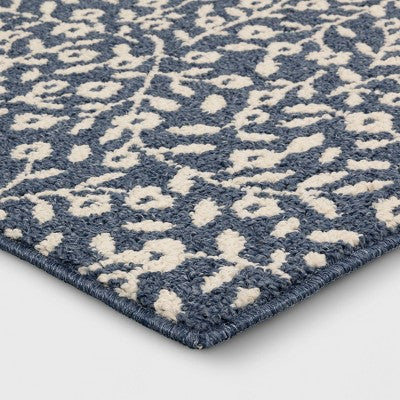  28"x84" Botanical Washable Runner Rug Indigo - Threshold™