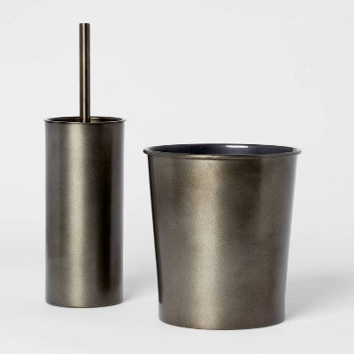  Aluminum Toilet Brush And Holder Set With Aged Metal Finish Gray - Threshold™