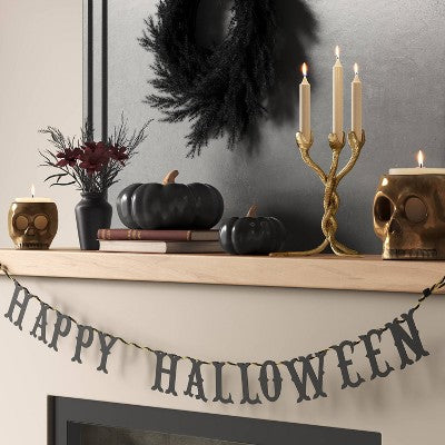  Large Ceramic Halloween Pumpkin With Gold Stem - Threshold™
