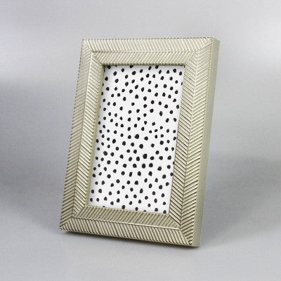  4" X 6" Herringbone Tabletop Frame Gold/White - Threshold™: Modern Style, Easel Back, Glass