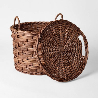  Round Chunky Straight Rattan Basket Dark Brown - Threshold™ Designed With Studio McGee