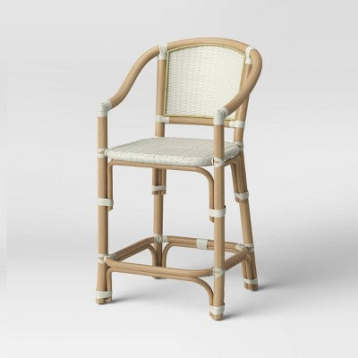  Parksley Rattan And Woven Counter Height Barstool White - Threshold™
