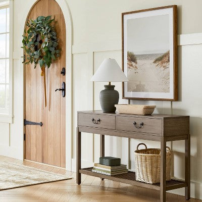  Brandeis Woven Console Table Brown - Threshold™ Designed With Studio McGee