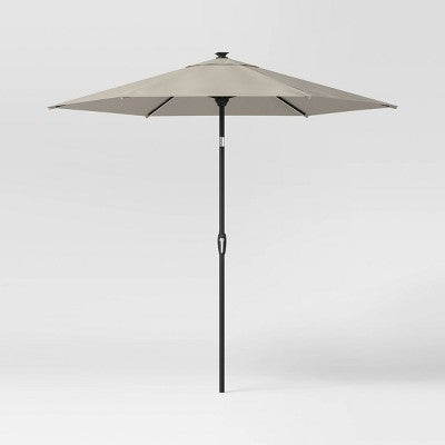  8' Round Solid Solar Outdoor Patio Market Umbrella With Black Pole - Threshold™