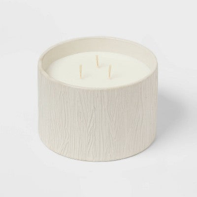  Textured Straight Side Ceramic Warm Cider & Cinnamon Candle White - Threshold™