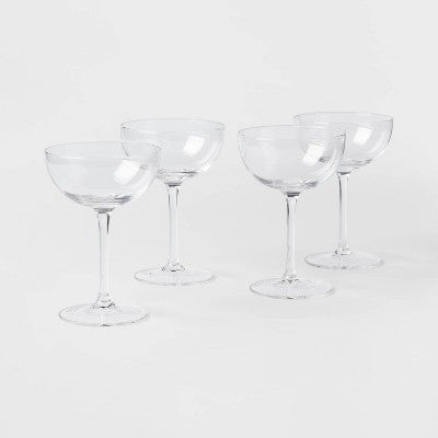  6oz 4pk Glass Entertaining Cocktail Coupe Glasses - Threshold™: Lead-Free, Dishwasher-Safe, Traditional Style Drinkware Set