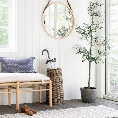  26" Wood Mirror With Pleather Strap Hanger - Threshold™ Designed With Studio McGee