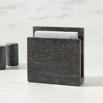  Marble Napkin Holder Gray - Threshold™: Kitchen Table Accessory, Spot Clean, 6" Height, 3.85 Lbs, Marble Material