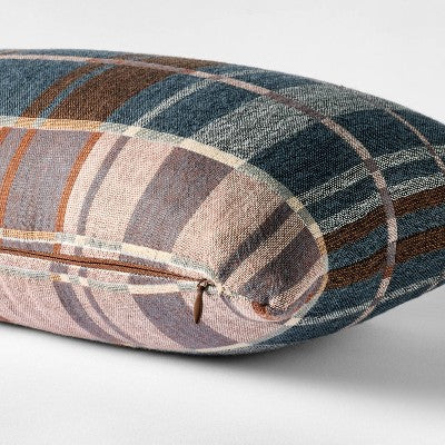  Lumbar Woven Grid Pillow Neutral/Navy/Tan - Threshold Designed With Studio McGee